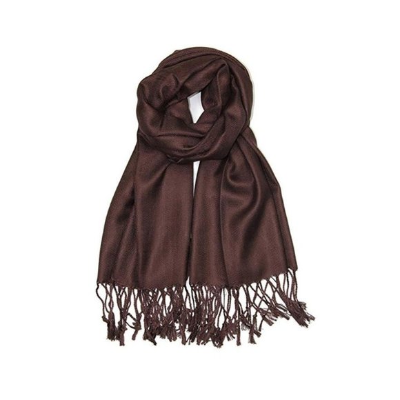 Oussum Large Silky Viscose Scarf Brown Lightweight Soft Shawl for Gifts - Picture 3 of 6